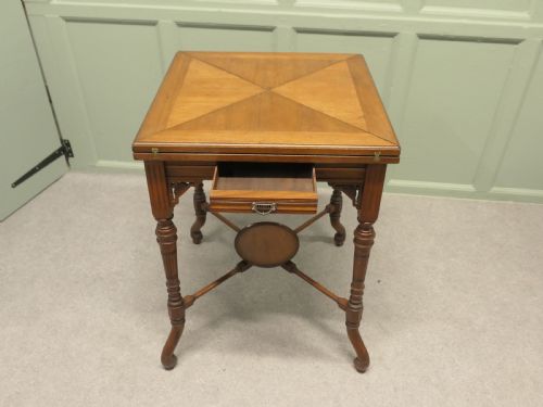 LATE VICTORIAN ENVELOPE CARD TABLE WITH GAMING WELLS - ADDITIONAL PHOTO 2
