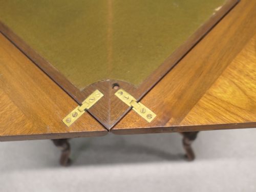 LATE VICTORIAN ENVELOPE CARD TABLE WITH GAMING WELLS - ADDITIONAL PHOTO 3