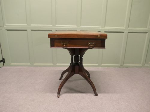VICTORIAN ENVELOPE CARD TABLE WITH GAMING WELLS - ADDITIONAL PHOTO 1