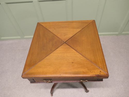 VICTORIAN ENVELOPE CARD TABLE WITH GAMING WELLS - ADDITIONAL PHOTO 4
