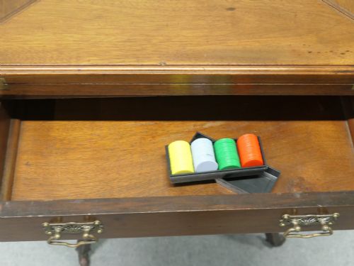 VICTORIAN ENVELOPE CARD TABLE WITH GAMING WELLS - ADDITIONAL PHOTO 5