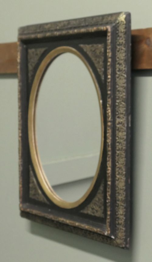 FRENCH EMPIRE GILT BRASS AND BLACK LACQUER WALL MIRROR - ADDITIONAL PHOTO 2