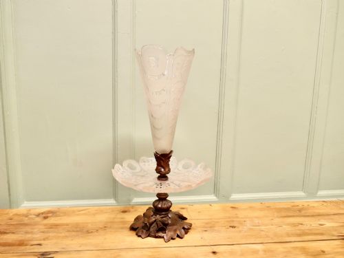 CARVED BLACK FOREST AND BACCARAT CRYSTAL EPERGNE CENTRE PIECE - ADDITIONAL PHOTO 2