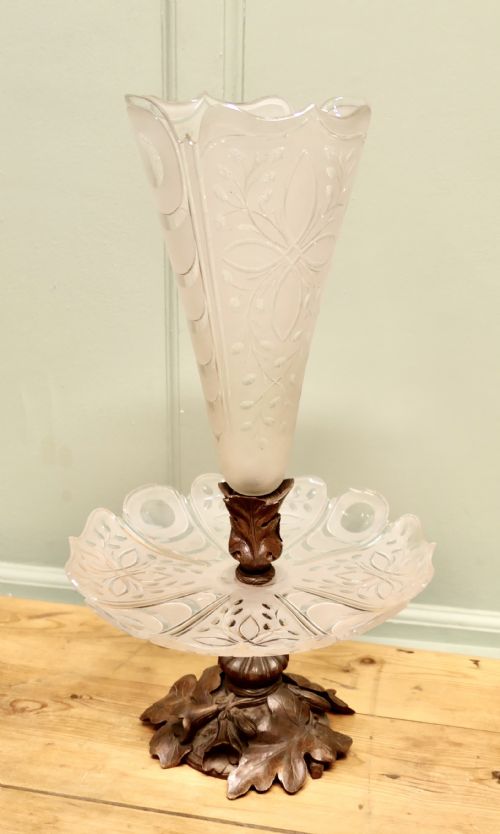 CARVED BLACK FOREST AND BACCARAT CRYSTAL EPERGNE CENTRE PIECE - ADDITIONAL PHOTO 5