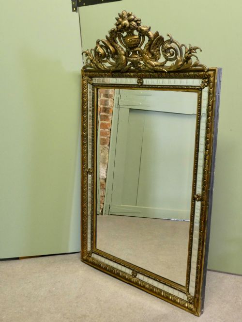 FRENCH BLACK AND GILT WALL MIRROR DRAGONS AND CREST - ADDITIONAL PHOTO 1