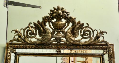 FRENCH BLACK AND GILT WALL MIRROR DRAGONS AND CREST - ADDITIONAL PHOTO 2