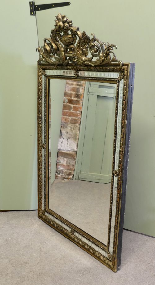 FRENCH BLACK AND GILT WALL MIRROR DRAGONS AND CREST - ADDITIONAL PHOTO 4