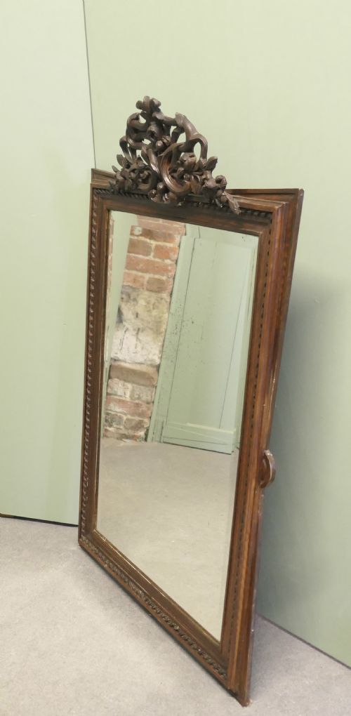 LARGE FRENCH GOTHIC STYLE CARVED OAK WALL MIRROR - ADDITIONAL PHOTO 4