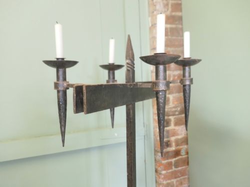 A LARGE IRON CANDLE STICK OR TORCHRE - ADDITIONAL PHOTO 3