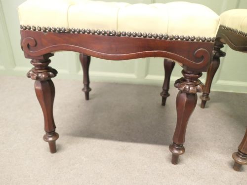 A PAIR OF CHESTERFIELD BUTTONED LEATHER WALNUT LIBRARY WINDOW STOOLS - ADDITIONAL PHOTO 2
