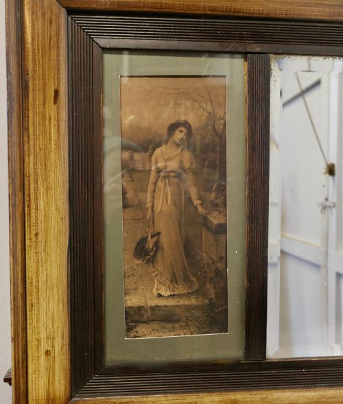 EDWARDIAN WALL MIRROR WITH PRINTS - ADDITIONAL PHOTO 3
