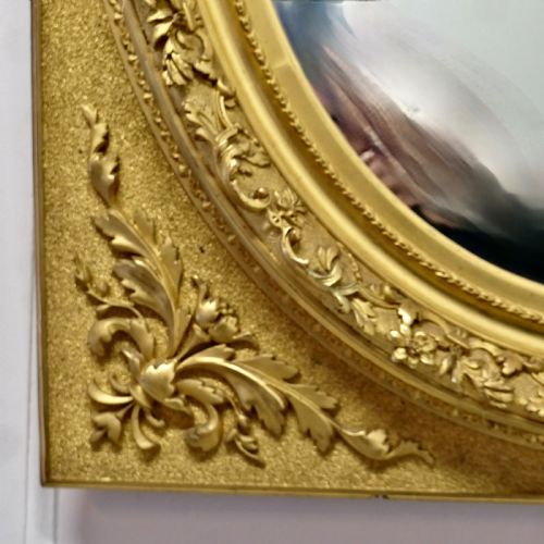 LARGE VERY DECORATIVE GILT OVAL PANEL MIRROR - ADDITIONAL PHOTO 5