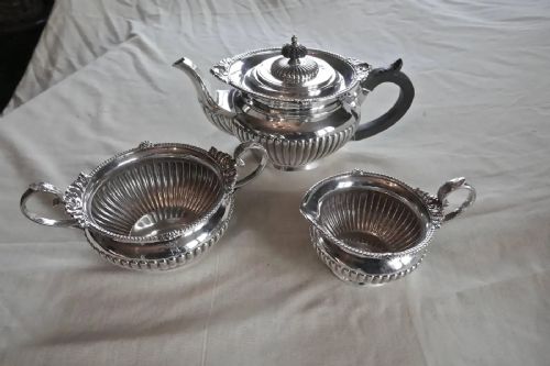 Silver Plated Three Piece Tea Set by Walker & Hall, Sheffield 1894