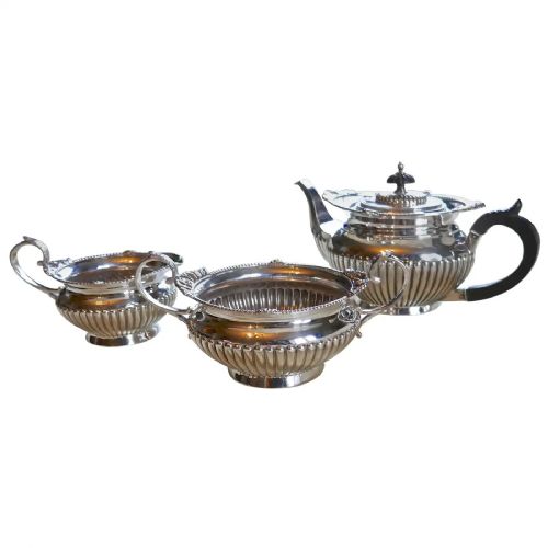 fig 1. Silver Plated Three Piece Tea Set by Walker & Hall, Sheffield 1894