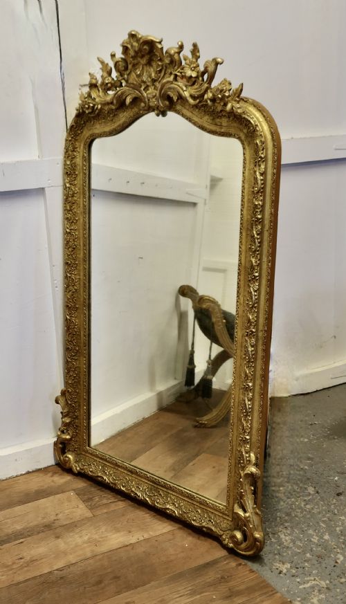 LARGE FRENCH DECORATED LOUIS PHILIPPE WALL MIRROR - ADDITIONAL PHOTO 1