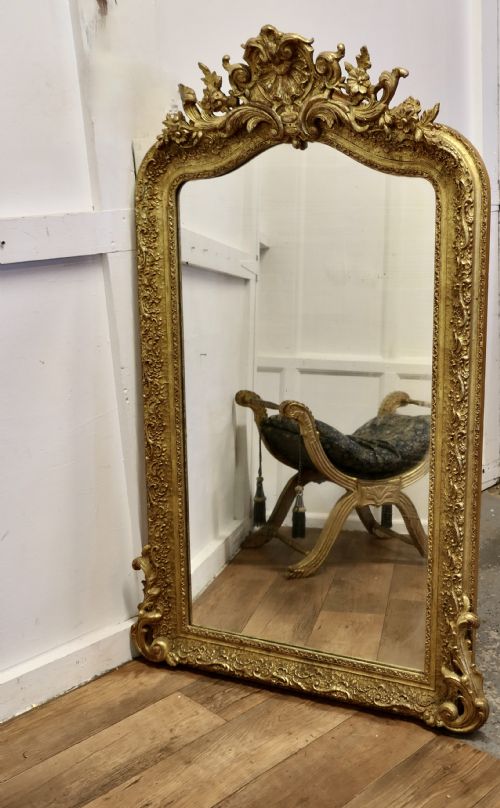 LARGE FRENCH DECORATED LOUIS PHILIPPE WALL MIRROR - ADDITIONAL PHOTO 4