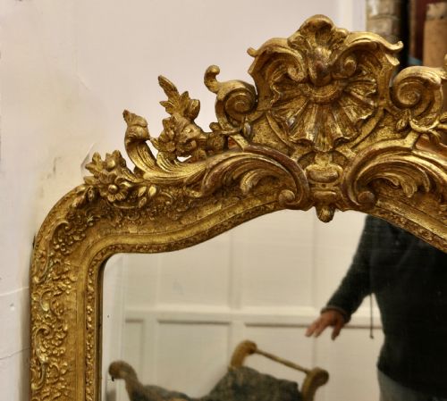 LARGE FRENCH DECORATED LOUIS PHILIPPE WALL MIRROR - ADDITIONAL PHOTO 6