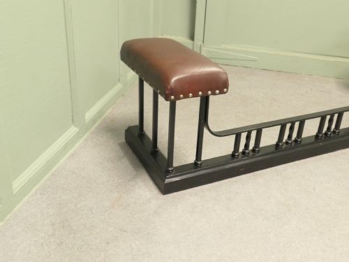 ART DECO HEAVY IRON AND TAN LEATHER CLUB FENDER - ADDITIONAL PHOTO 2