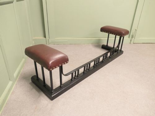 ART DECO HEAVY IRON AND TAN LEATHER CLUB FENDER - ADDITIONAL PHOTO 3