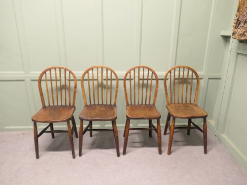 fig 1. Set of 4 Beech & Elm Hoop Back Windsor Kitchen Dining Chairs