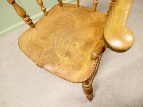 19TH CENTURY BEECH AND ELM SMOKERS BOW OFFICE OR DESK CHAIR - ADDITIONAL PHOTO 3