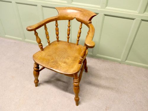 19TH CENTURY BEECH AND ELM SMOKERS BOW OFFICE OR DESK CHAIR - ADDITIONAL PHOTO 5