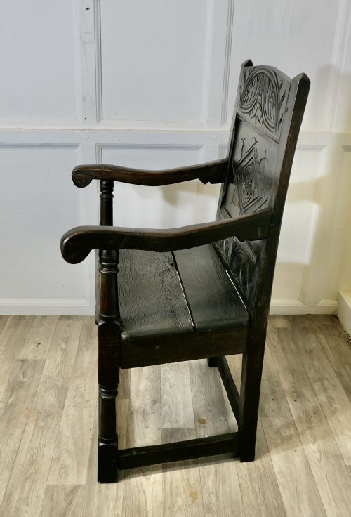 18TH CENTURY OAK WAINSCOT CHAIR HALL CHAIR - ADDITIONAL PHOTO 1