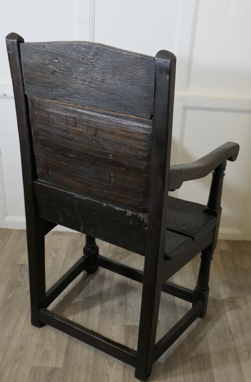 18TH CENTURY OAK WAINSCOT CHAIR HALL CHAIR - ADDITIONAL PHOTO 4