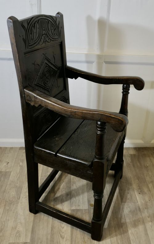 18TH CENTURY OAK WAINSCOT CHAIR HALL CHAIR - ADDITIONAL PHOTO 5