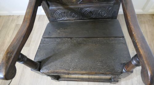 18TH CENTURY OAK WAINSCOT CHAIR HALL CHAIR - ADDITIONAL PHOTO 6