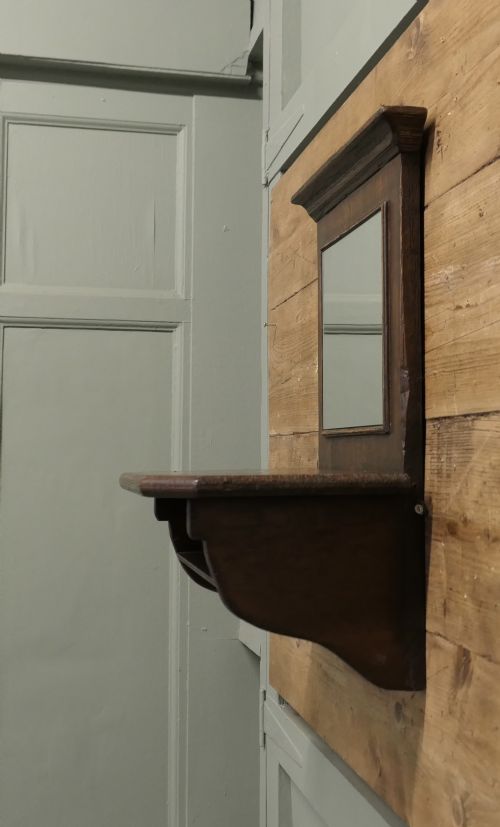 OAK WALL HANGING CLOAKROOM MIRROR WITH SHELF CLOAKROOM OR BATHROOM - ADDITIONAL PHOTO 3