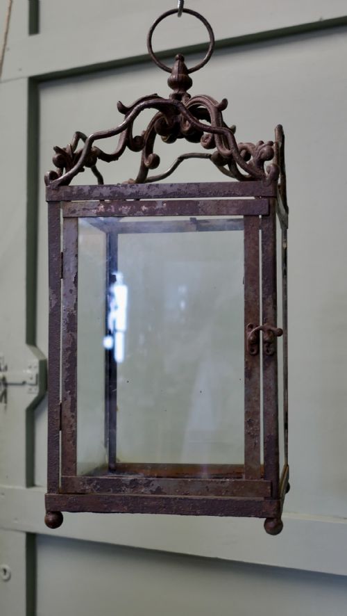 WROUGHT IRON FRENCH ARTS AND CRAFTS HALL LANTERN - ADDITIONAL PHOTO 1