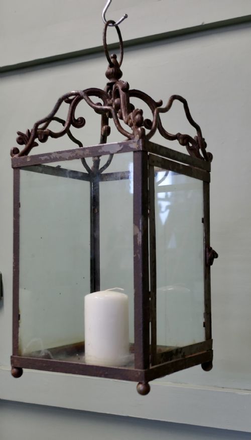 WROUGHT IRON FRENCH ARTS AND CRAFTS HALL LANTERN - ADDITIONAL PHOTO 2