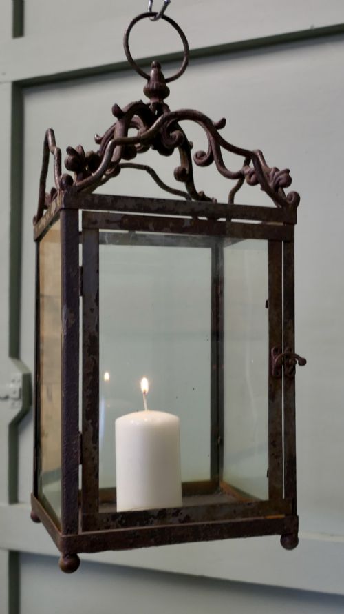 WROUGHT IRON FRENCH ARTS AND CRAFTS HALL LANTERN - ADDITIONAL PHOTO 3