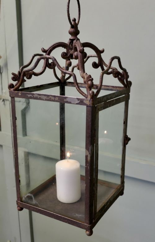 WROUGHT IRON FRENCH ARTS AND CRAFTS HALL LANTERN - ADDITIONAL PHOTO 4
