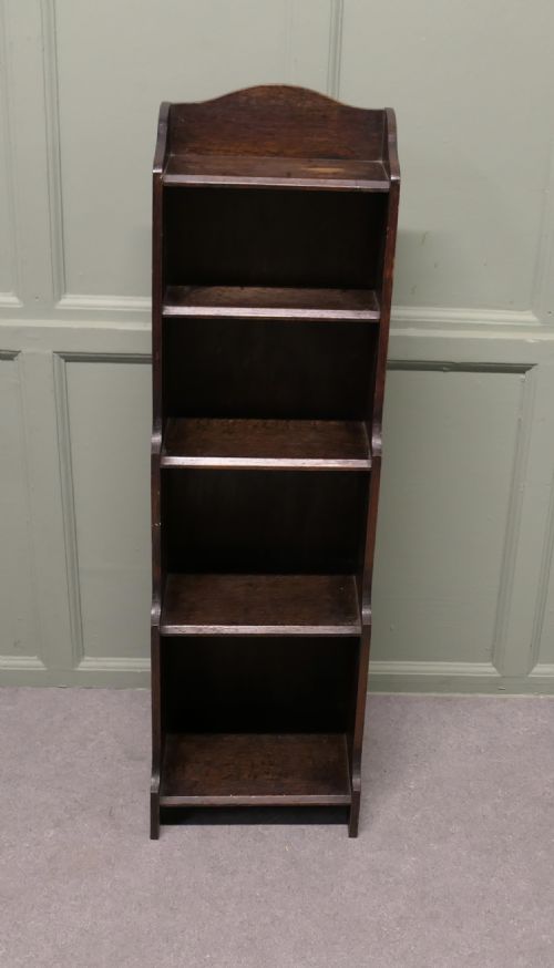 ART DECO TALL SLIM GOLDEN OAK BOOKCASE - ADDITIONAL PHOTO 1