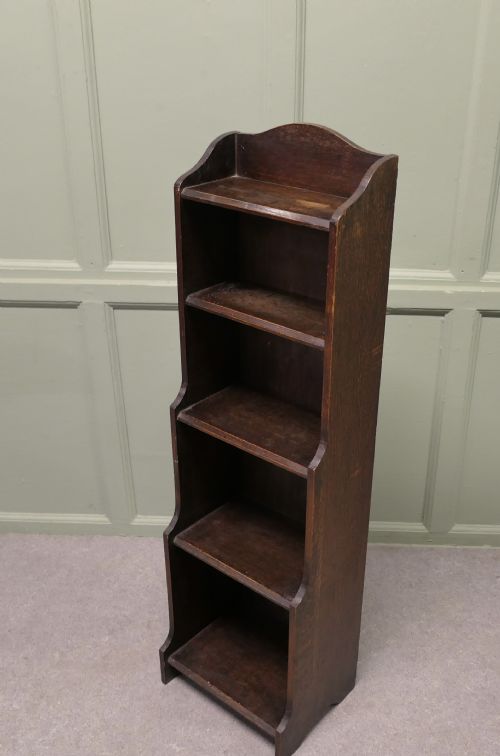 ART DECO TALL SLIM GOLDEN OAK BOOKCASE - ADDITIONAL PHOTO 2