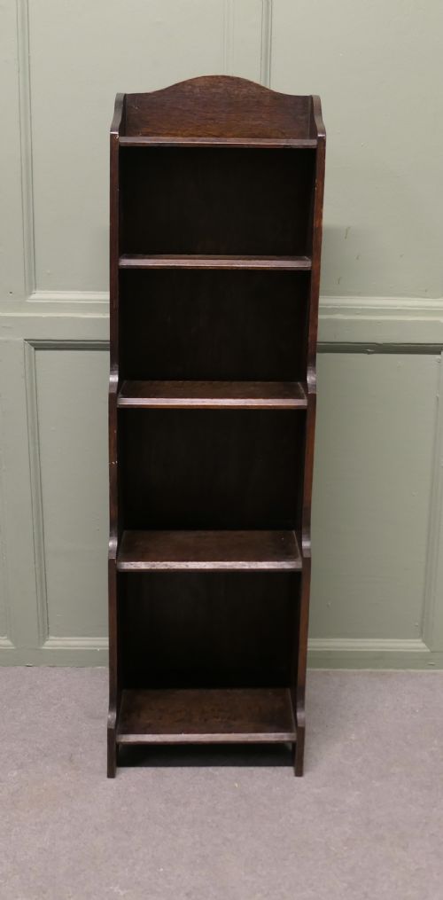 ART DECO TALL SLIM GOLDEN OAK BOOKCASE - ADDITIONAL PHOTO 3