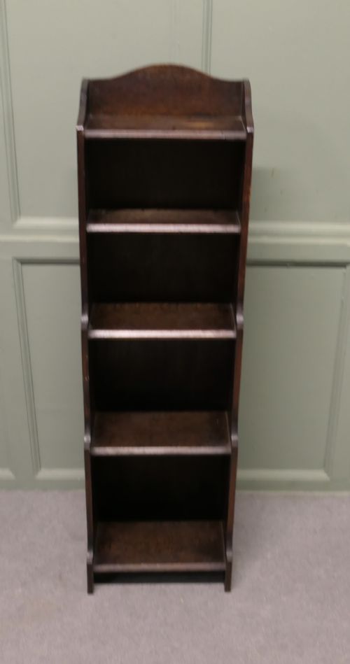 ART DECO TALL SLIM GOLDEN OAK BOOKCASE - ADDITIONAL PHOTO 4