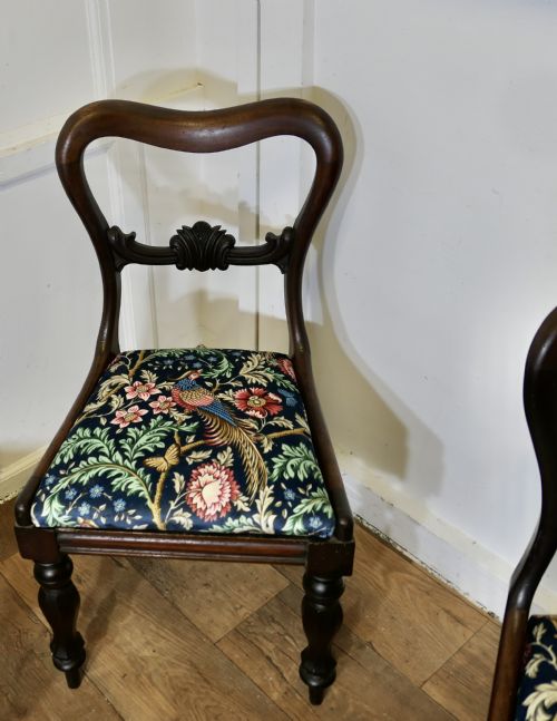 SET OF 6 VICTORIAN DINING CHAIRS UPHOLSTERED WITH WILLIAM MORRIS VELVET - ADDITIONAL PHOTO 1
