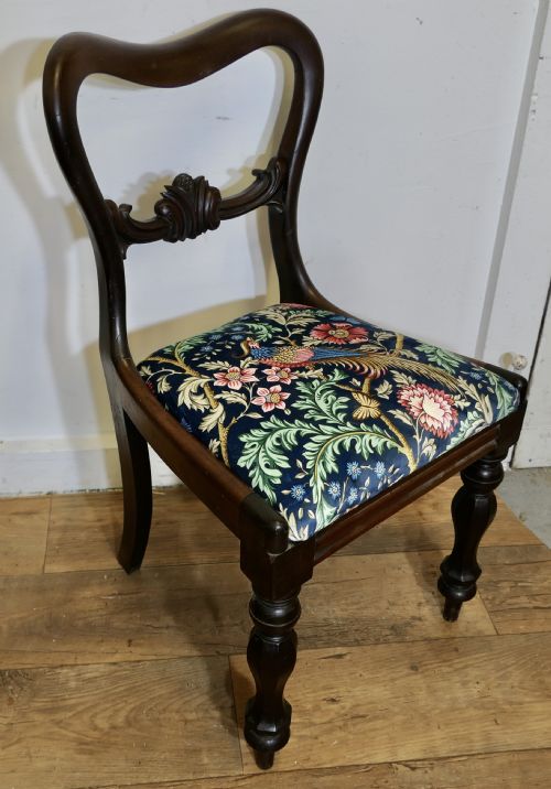 SET OF 6 VICTORIAN DINING CHAIRS UPHOLSTERED WITH WILLIAM MORRIS VELVET - ADDITIONAL PHOTO 4