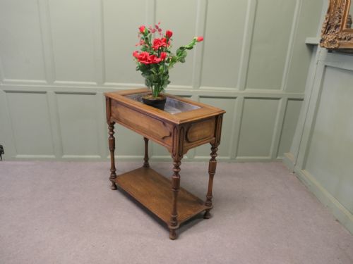 FRENCH ARTS AND CRAFTS GOLDEN OAK LINED JARDINIRE - ADDITIONAL PHOTO 4