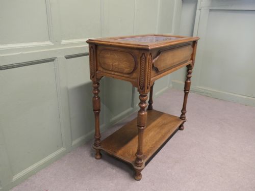FRENCH ARTS AND CRAFTS GOLDEN OAK LINED JARDINIRE - ADDITIONAL PHOTO 5