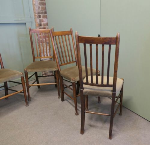 SET OF 5 ARTS AND CRAFTS GOLDEN OAK DINING CHAIRS - ADDITIONAL PHOTO 4