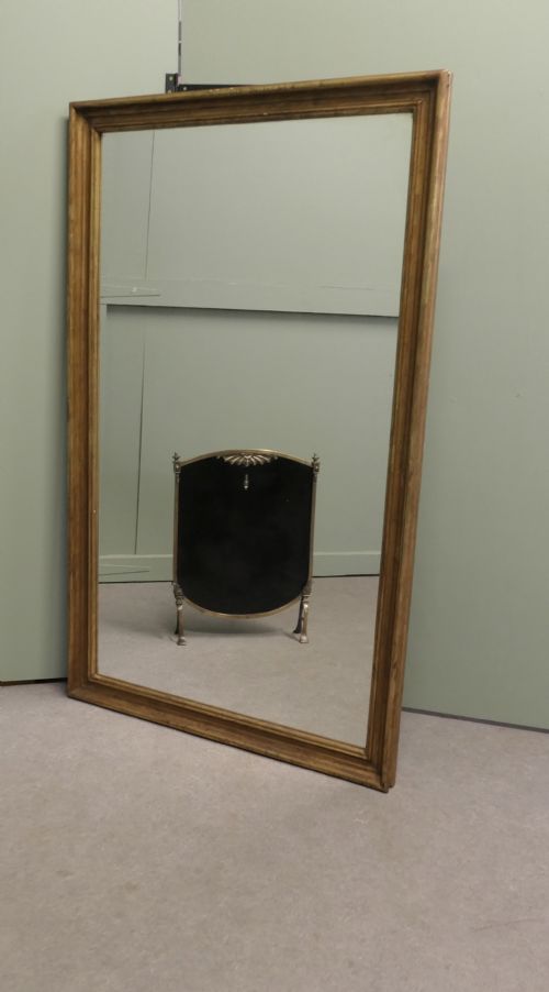 TALL FRENCH RECTANGULAR MIRROR WITH AGED GILT FRAME - ADDITIONAL PHOTO 2