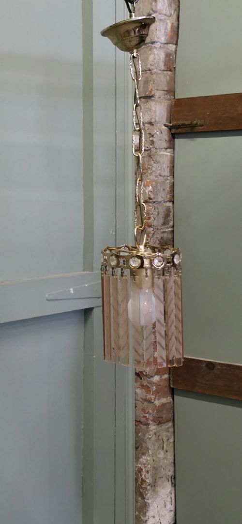 PAIR OF FRENCH ART DECO ETCHED GLASS CEILING PENDANTS - ADDITIONAL PHOTO 2