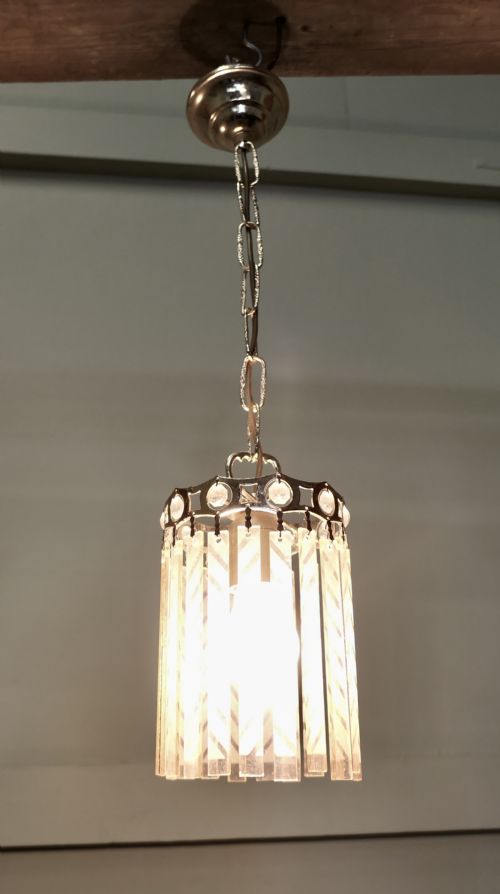 PAIR OF FRENCH ART DECO ETCHED GLASS CEILING PENDANTS - ADDITIONAL PHOTO 3