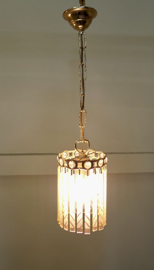 PAIR OF FRENCH ART DECO ETCHED GLASS CEILING PENDANTS - ADDITIONAL PHOTO 4