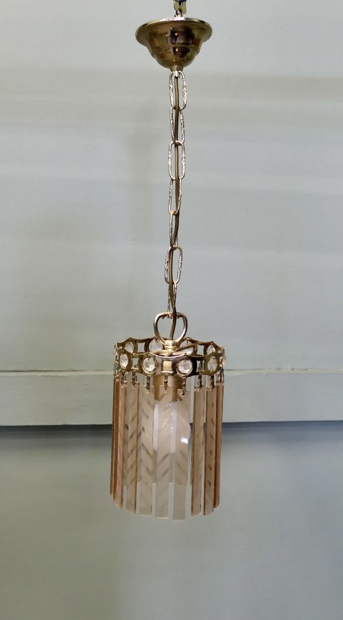 PAIR OF FRENCH ART DECO ETCHED GLASS CEILING PENDANTS - ADDITIONAL PHOTO 5