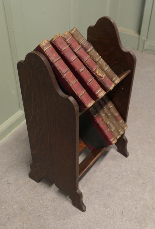 ARTS CRAFTS OPEN FRONT SLOPESHELF FIRESIDE BOOK TROUGH - ADDITIONAL PHOTO 2